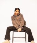 gray and orange hoodie