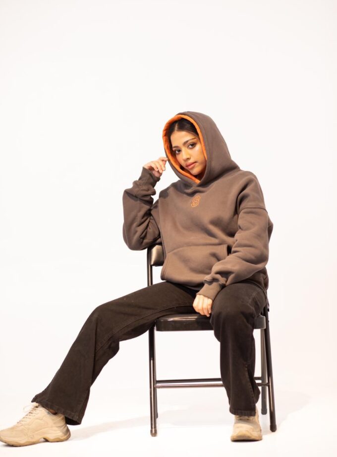 gray and orange hoodie